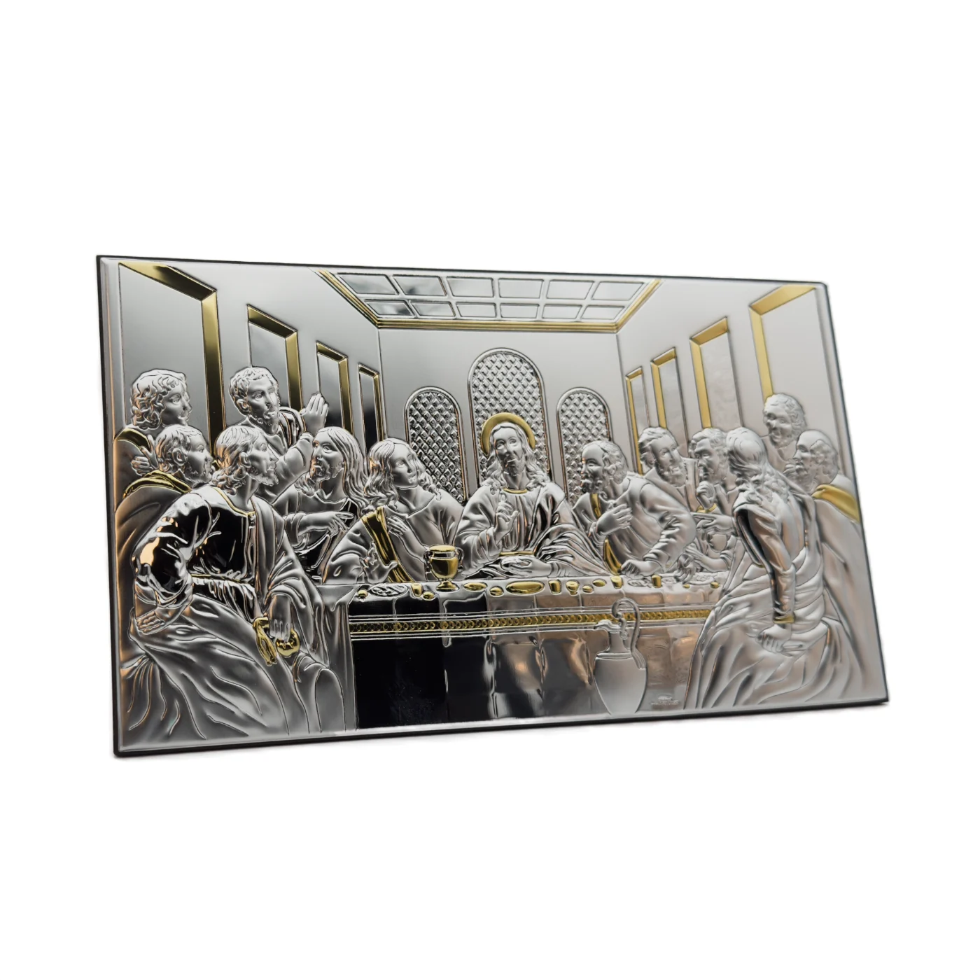 Cadre La cène de Léonard de Vinci en argent + dorure