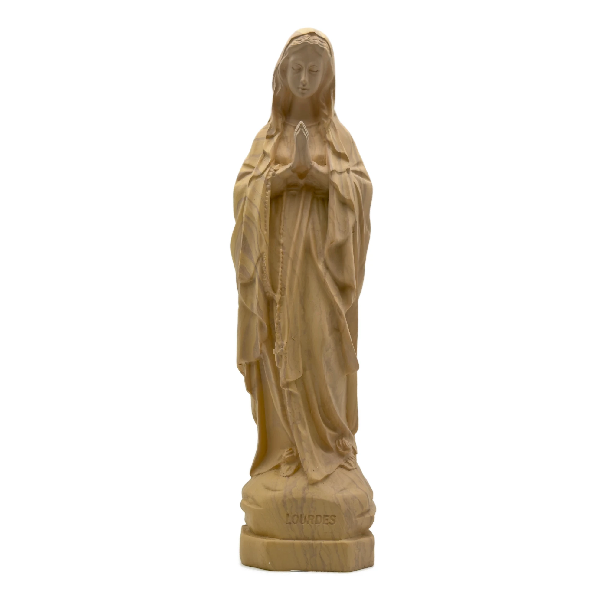 Statue Notre-Dame de Lourdes – Résine creuse imitation bois – Finition naturelle