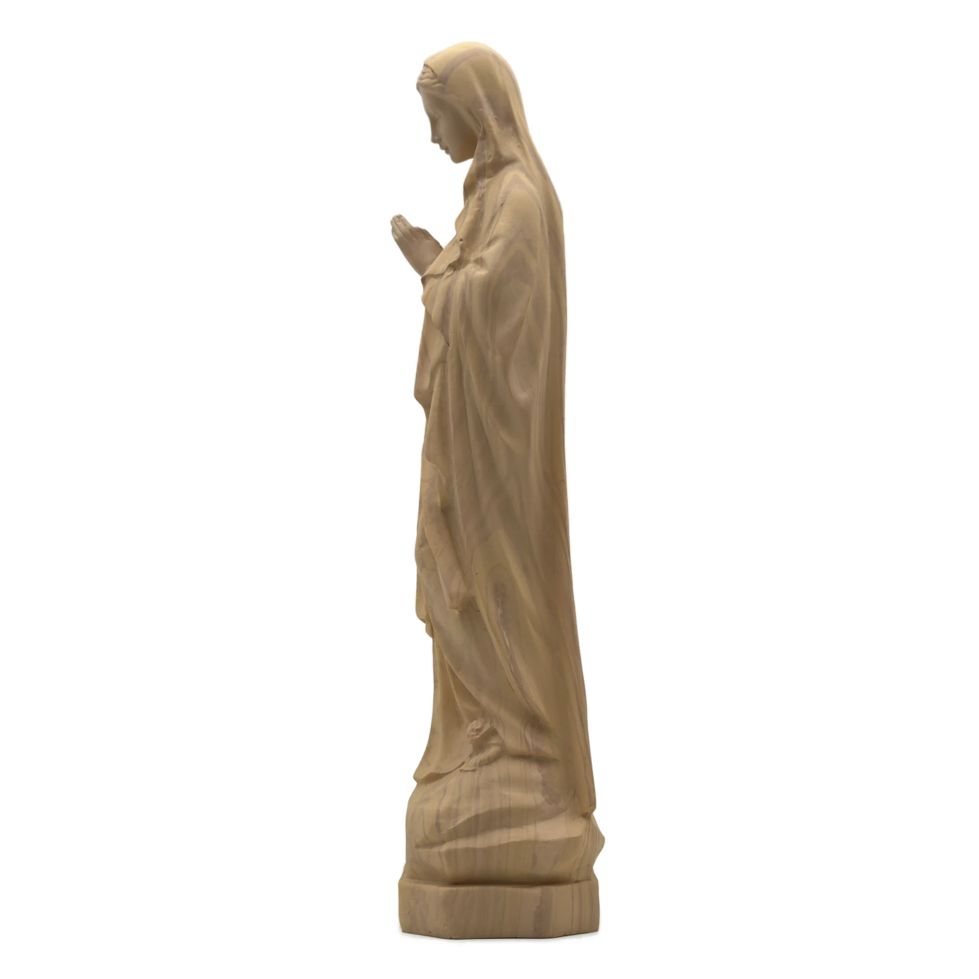 Statue Notre-Dame de Lourdes – Résine creuse imitation bois – Finition naturelle