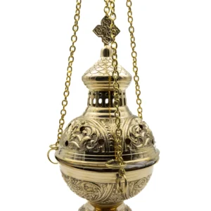 Encensoir en laiton ciselé avec croix – grand modèle