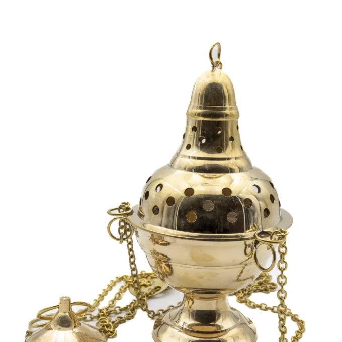 Encensoir en laiton poli ajouré – modèle classique