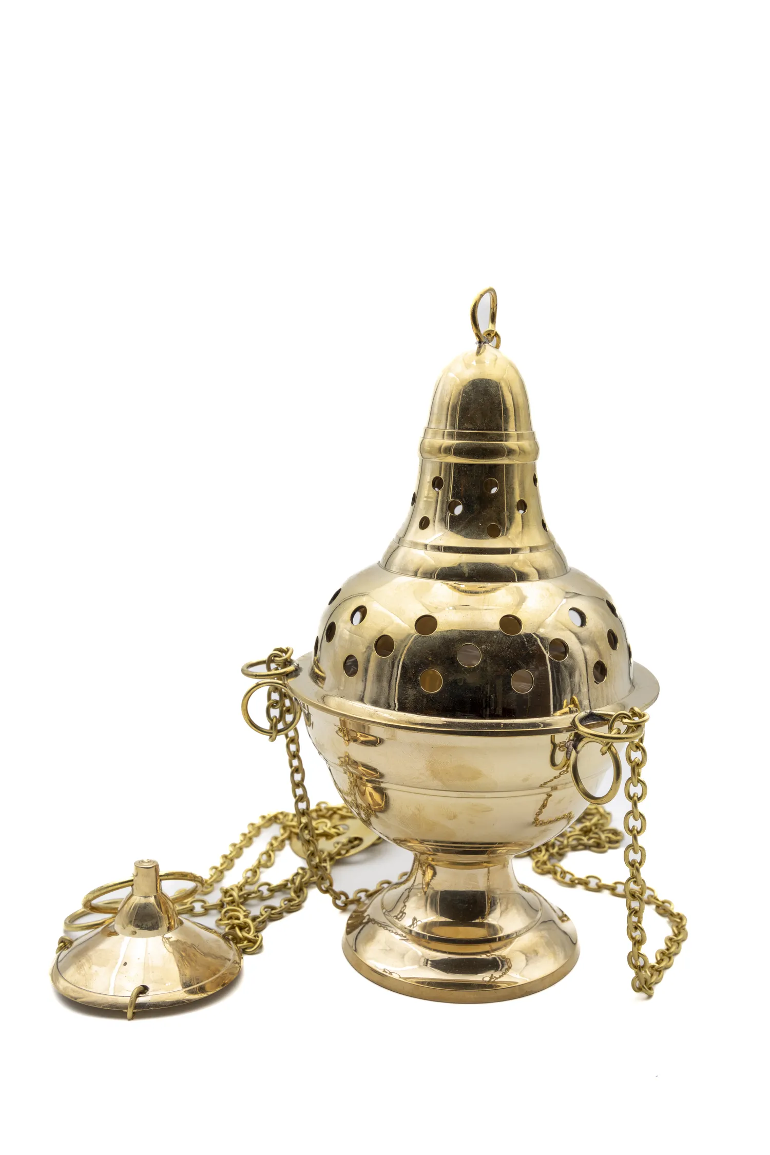 Encensoir en laiton poli ajouré – modèle classique