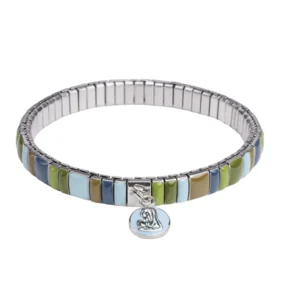Bracelet maillons émaillés multicolores, médaille Vierge – Leo & Geo