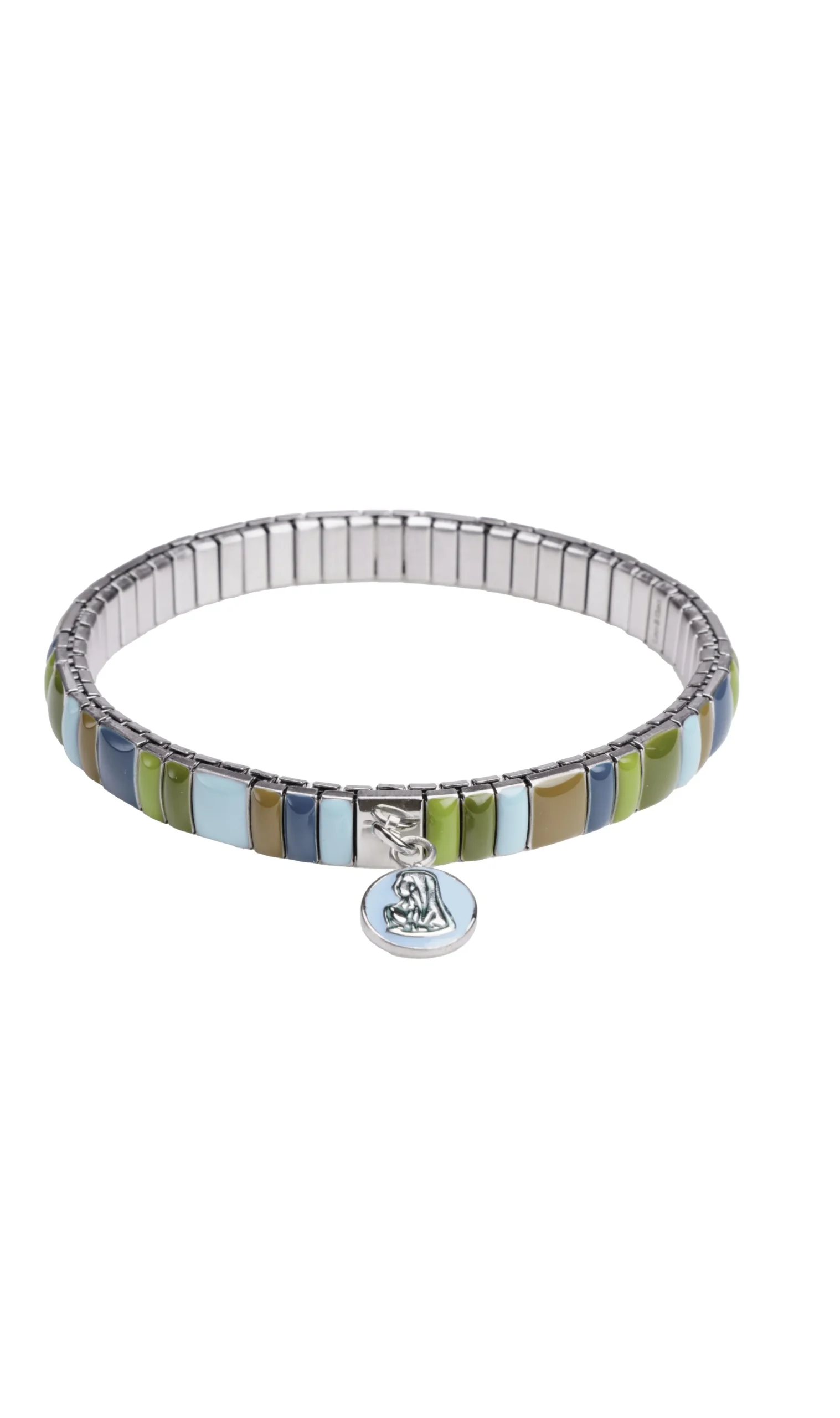 Bracelet maillons émaillés multicolores, médaille Vierge – Leo & Geo