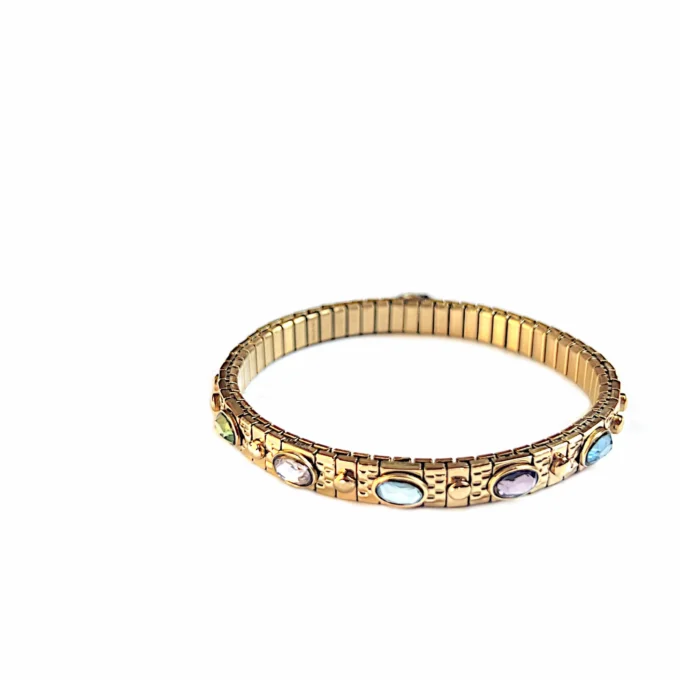 Bracelet doré extensible pierres multicolores – Leo & Geo