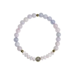 Bracelet perles pastel & module croix – Leo & Geo
