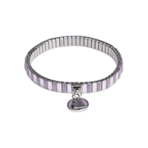 Bracelet émail lilas médaille Vierge – Leo & Geo