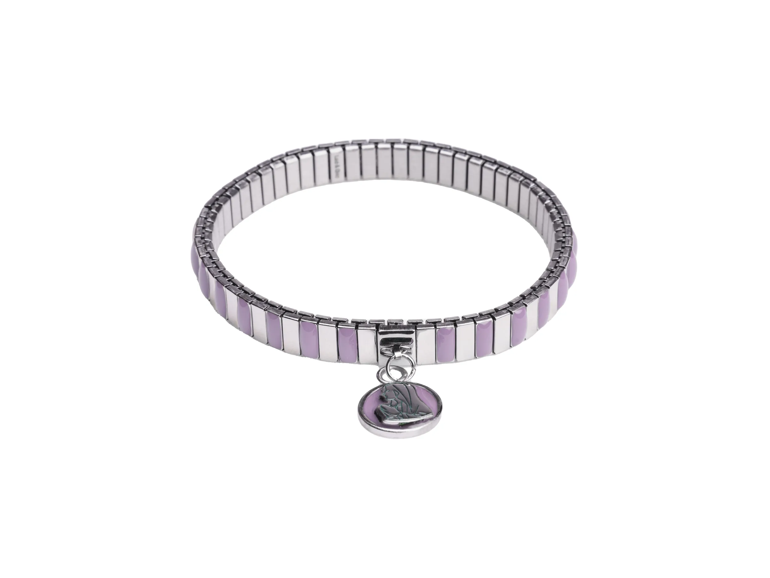 Bracelet émail lilas médaille Vierge – Leo & Geo