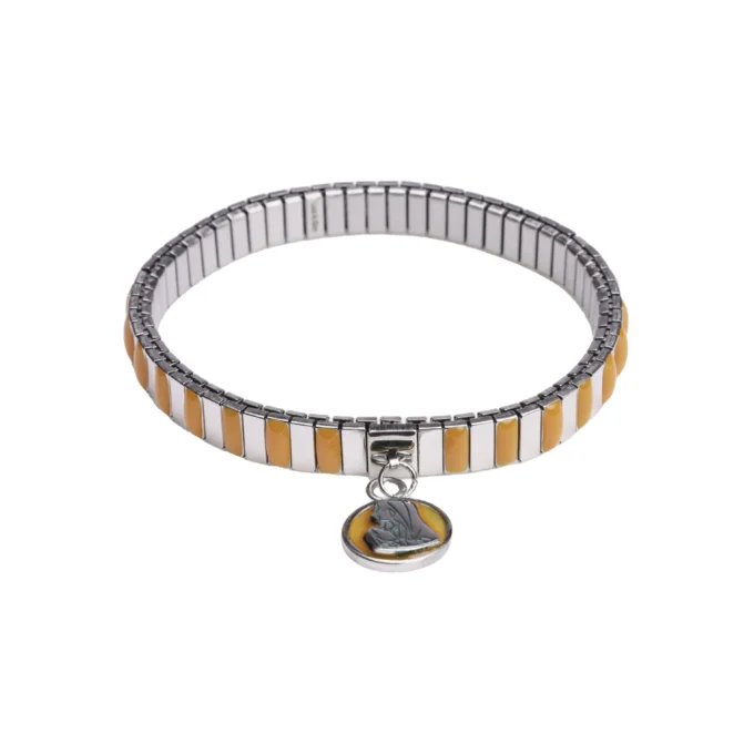 Bracelet émail miel médaille Vierge – Leo & Geo