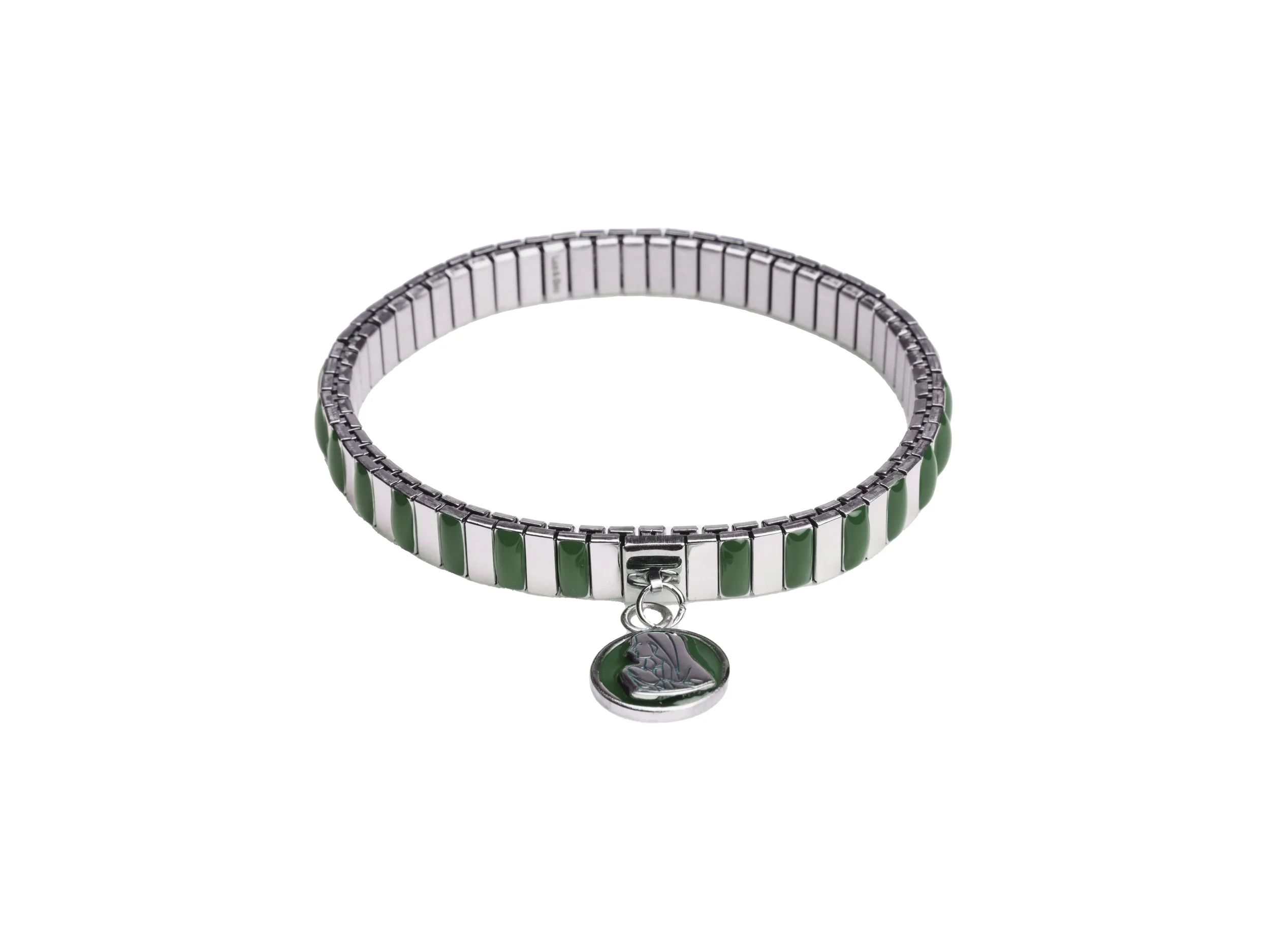 Bracelet émail vert médaille Vierge – Leo & Geo