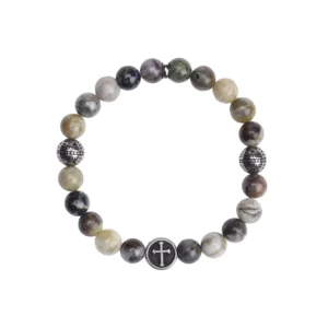 Bracelet jaspe naturel & croix – Leo & Geo