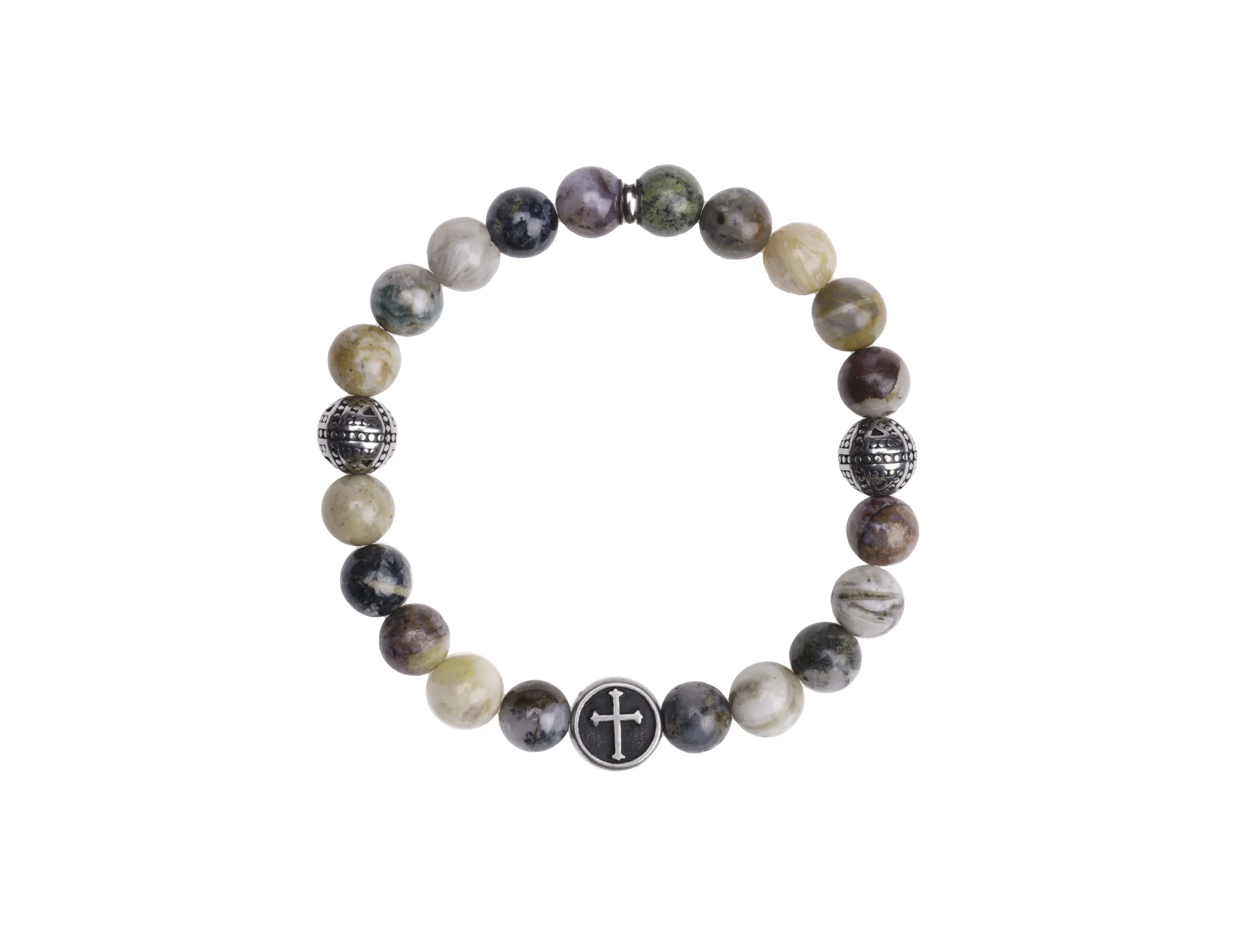 Bracelet jaspe naturel & croix – Leo & Geo