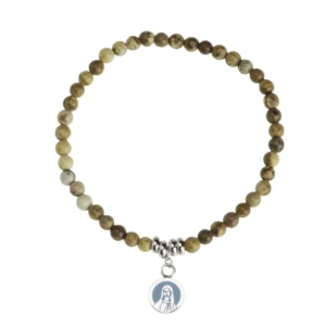 Bracelet mini perles jaspe & médaille Vierge – Leo & Geo
