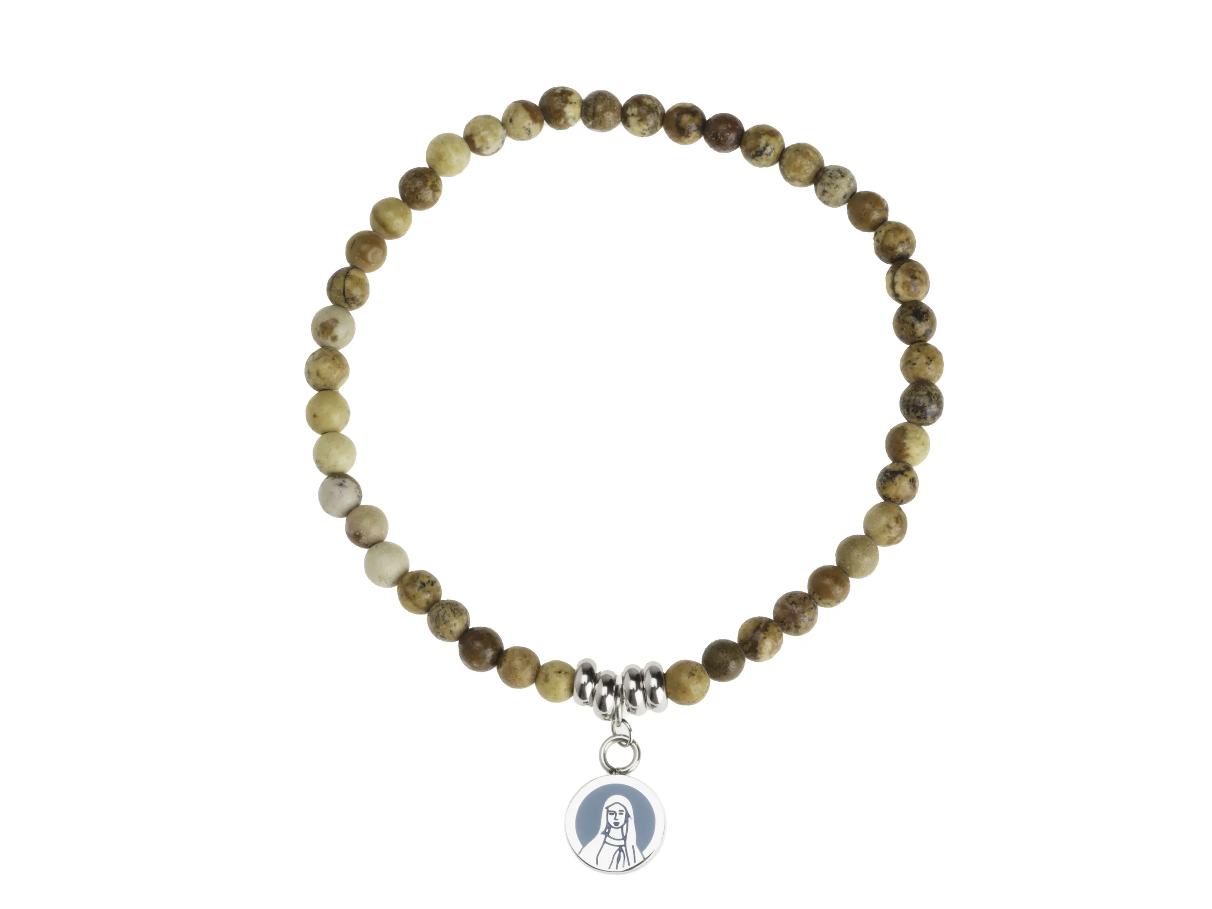 Bracelet mini perles jaspe & médaille Vierge – Leo & Geo