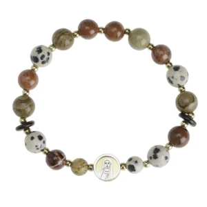 Bracelet pierres jaspe dalmatien & médaille Vierge – Leo & Geo