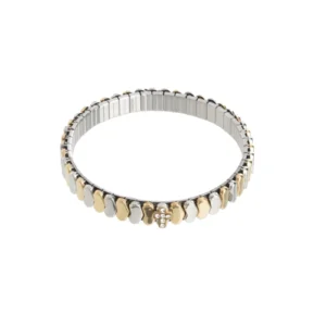 Bracelet Éditions Doucet – Acier Inox Bicolore & Croix Strassée