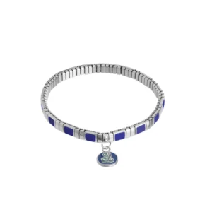 bracelet métal argenté et bleu