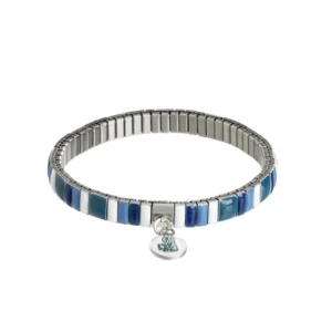 bracelet métal argenté et bleu