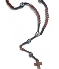 Chapelet cordon tressé – médaillons marials et crucifix sculpté