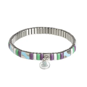 Bracelet émail multicolore médaille Vierge – Leo & Geo
