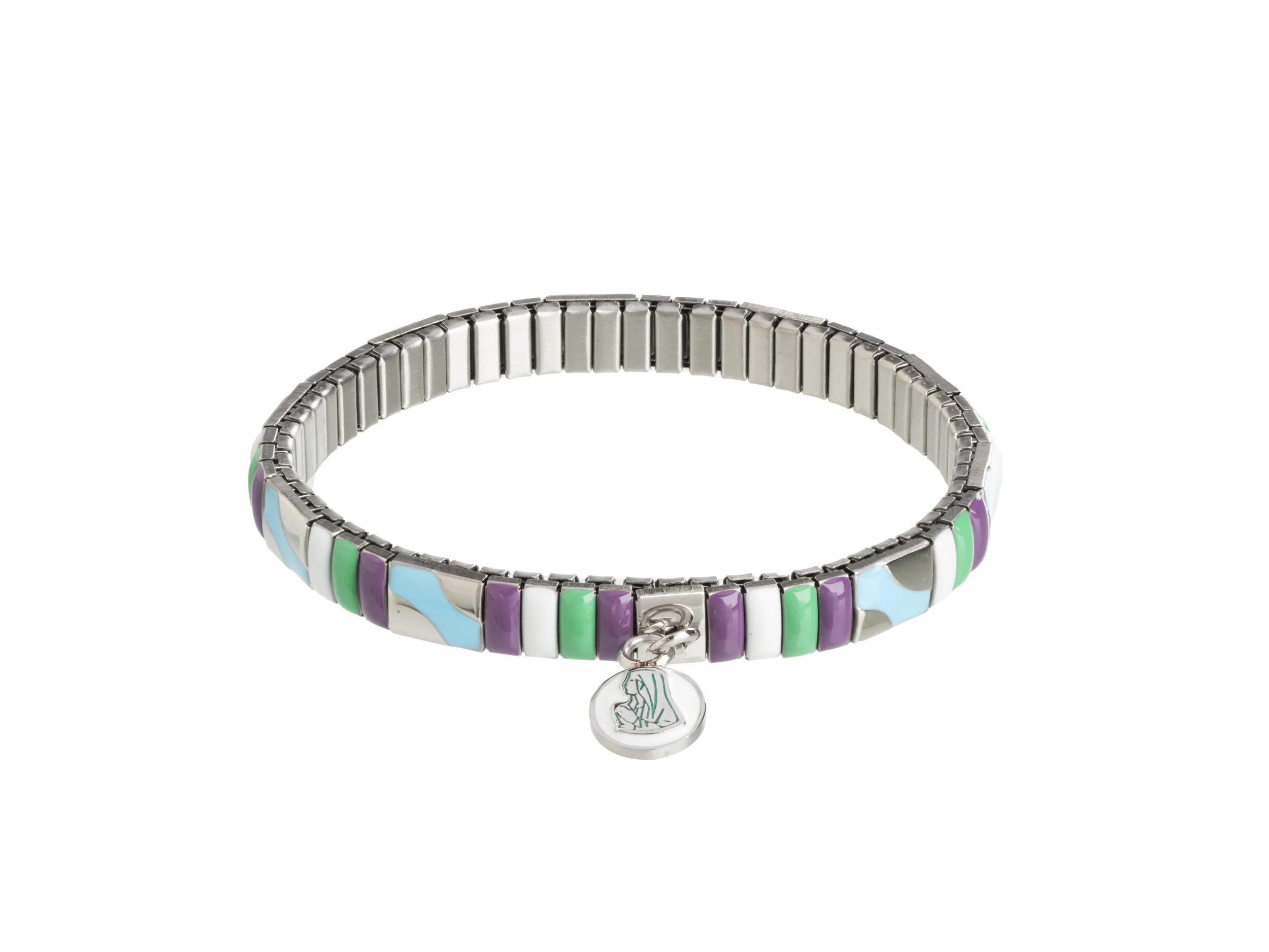Bracelet émail multicolore médaille Vierge – Leo & Geo