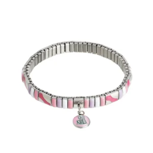 Bracelet émail rose pastel médaille Vierge – Leo & Geo