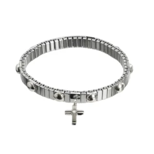 Bracelet acier cabochons & croix strass – Leo & Geo