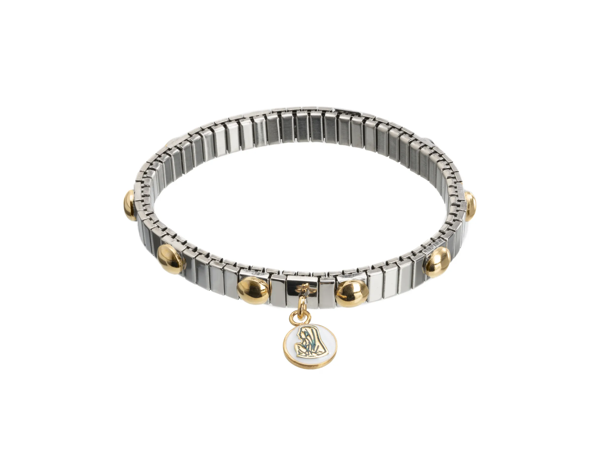 Bracelet cabochons dorés & médaille Vierge – Leo & Geo