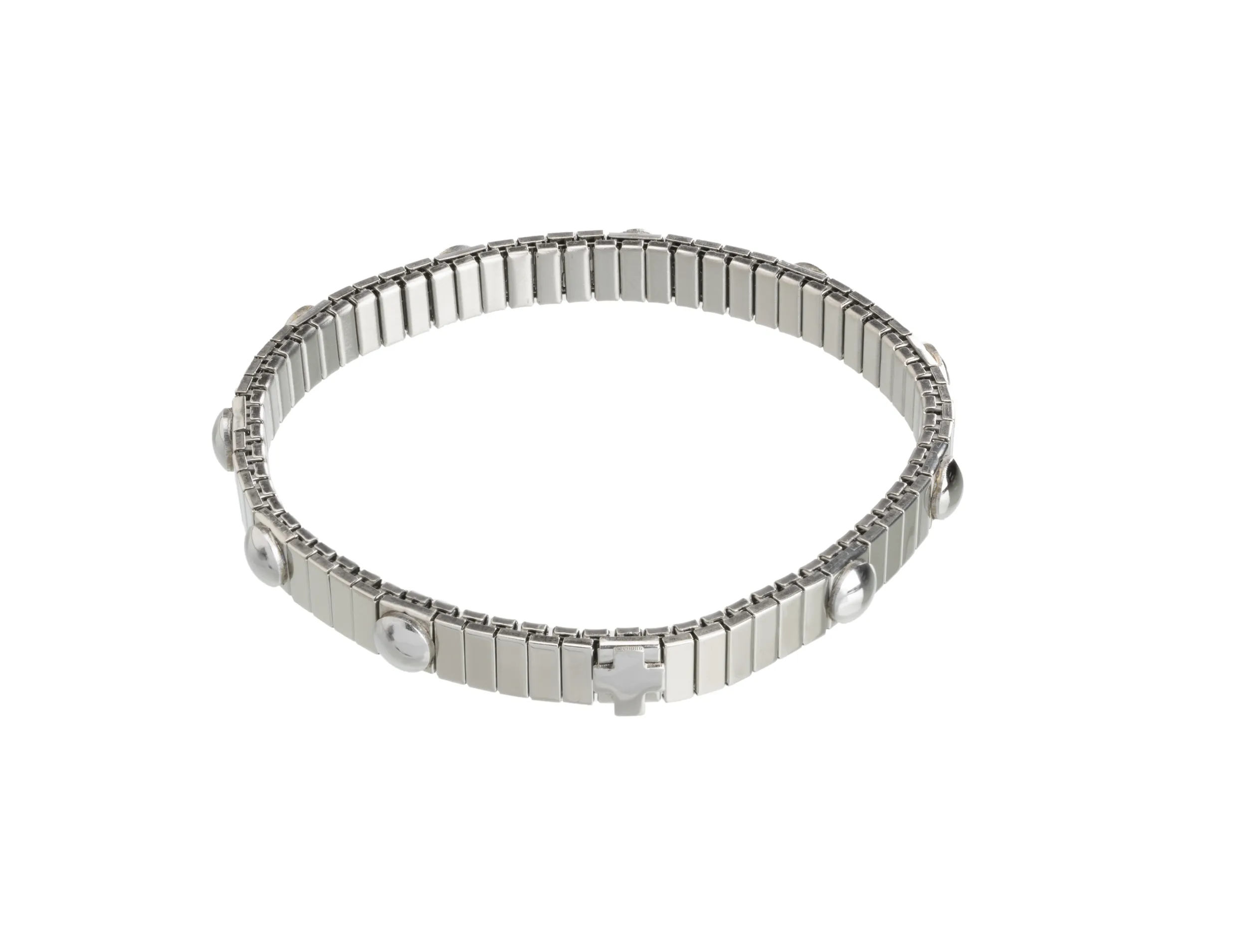 Bracelet acier cabochons & plaque croix – Leo & Geo