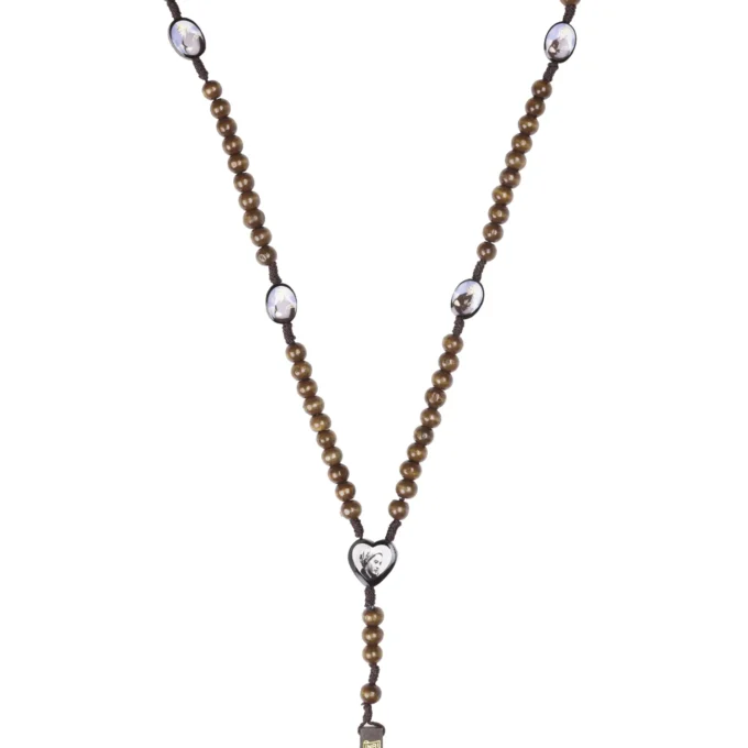 Chapelet bois – Médaillons & Crucifix doré