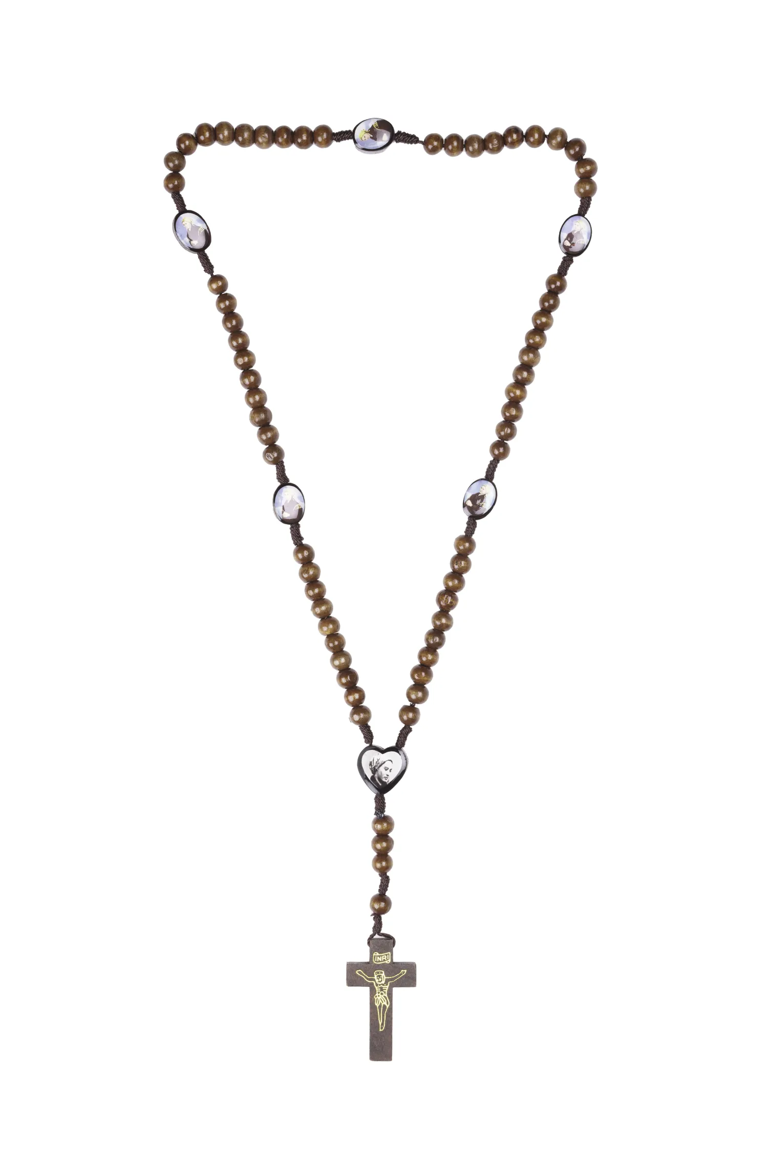 Chapelet bois – Médaillons & Crucifix doré