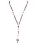 Chapelet bois rose – Croix de Lourdes
