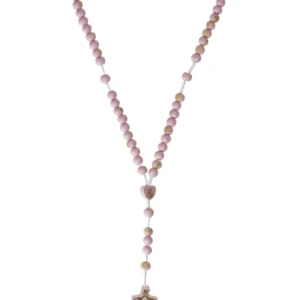 Chapelet bois rose – Croix de Lourdes