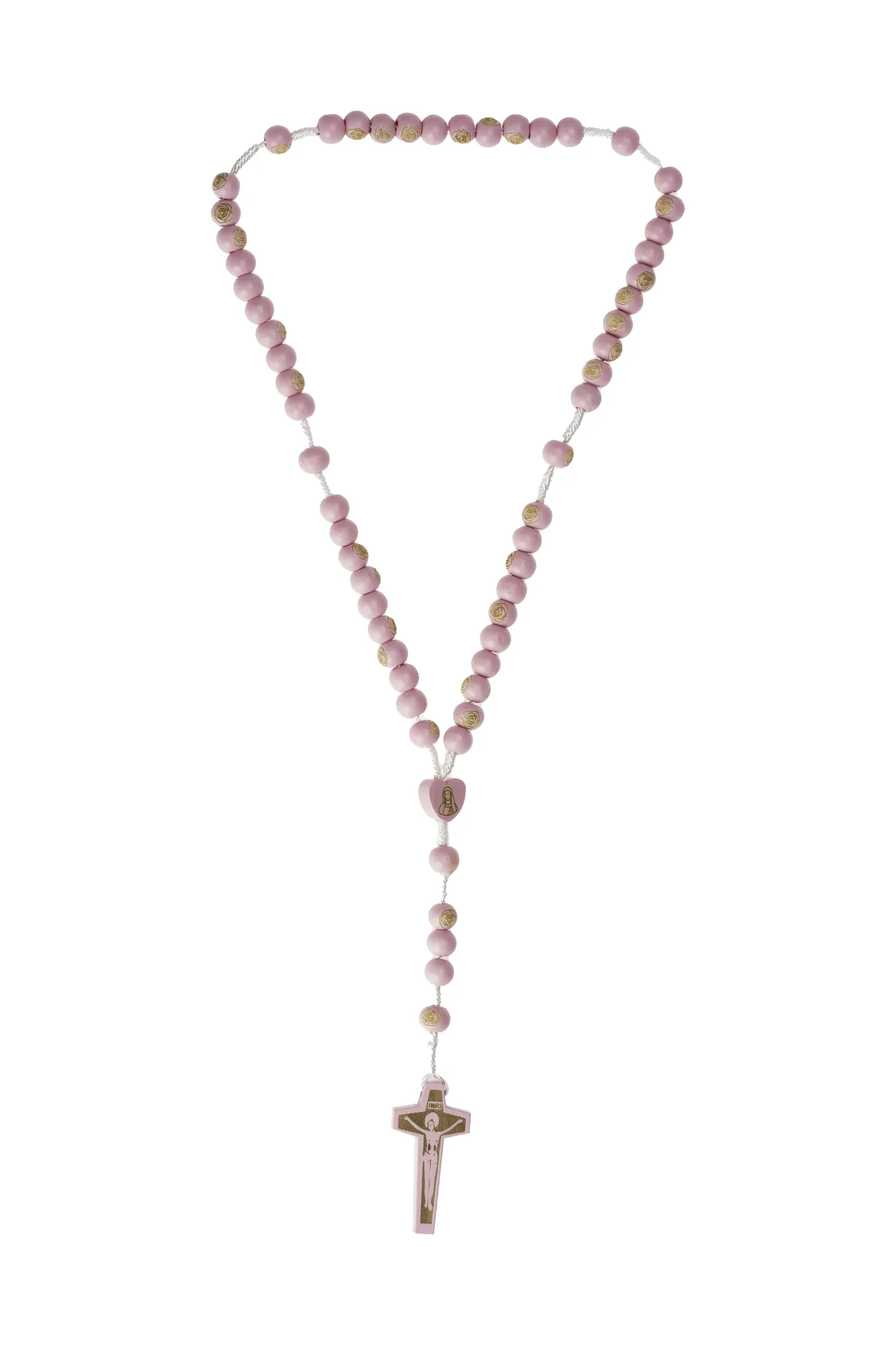Chapelet bois rose – Croix de Lourdes