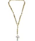 Chapelet bois clair – crucifix émaillé bleu de Lourdes