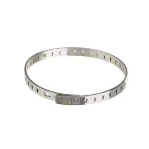 Bracelet jonc acier perforé croix – Leo & Geo