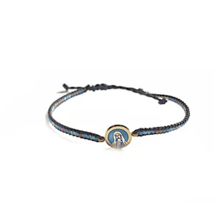Bracelet tissé perles lavande & or – médaille Vierge – Leo & Geo