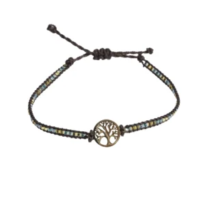 Bracelet chaîne dorée perles multicolores & croix – Leo & Geo