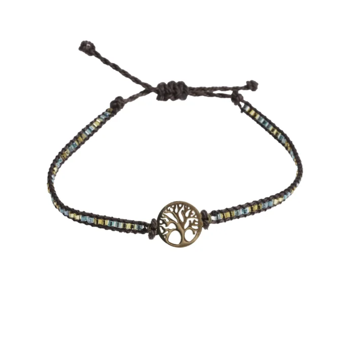 Bracelet chaîne dorée perles multicolores & croix – Leo & Geo