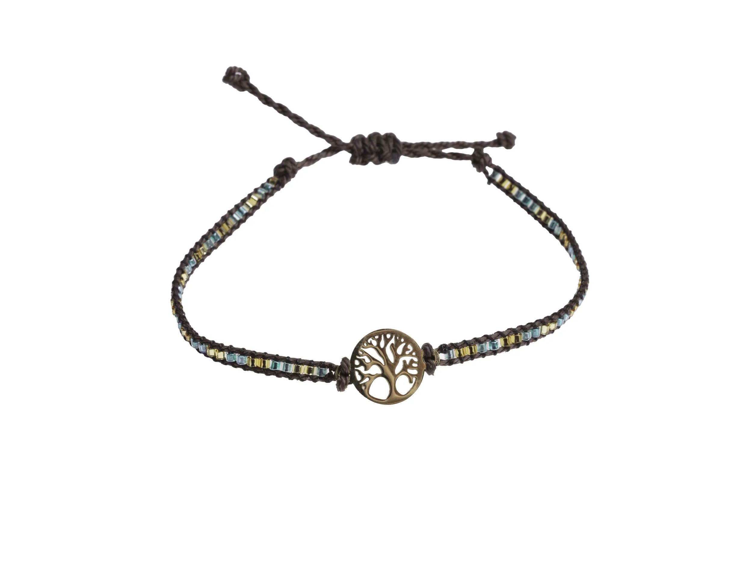 Bracelet chaîne dorée perles multicolores & croix – Leo & Geo