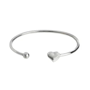 Jonc acier cœur – finition argent – Leo & Geo