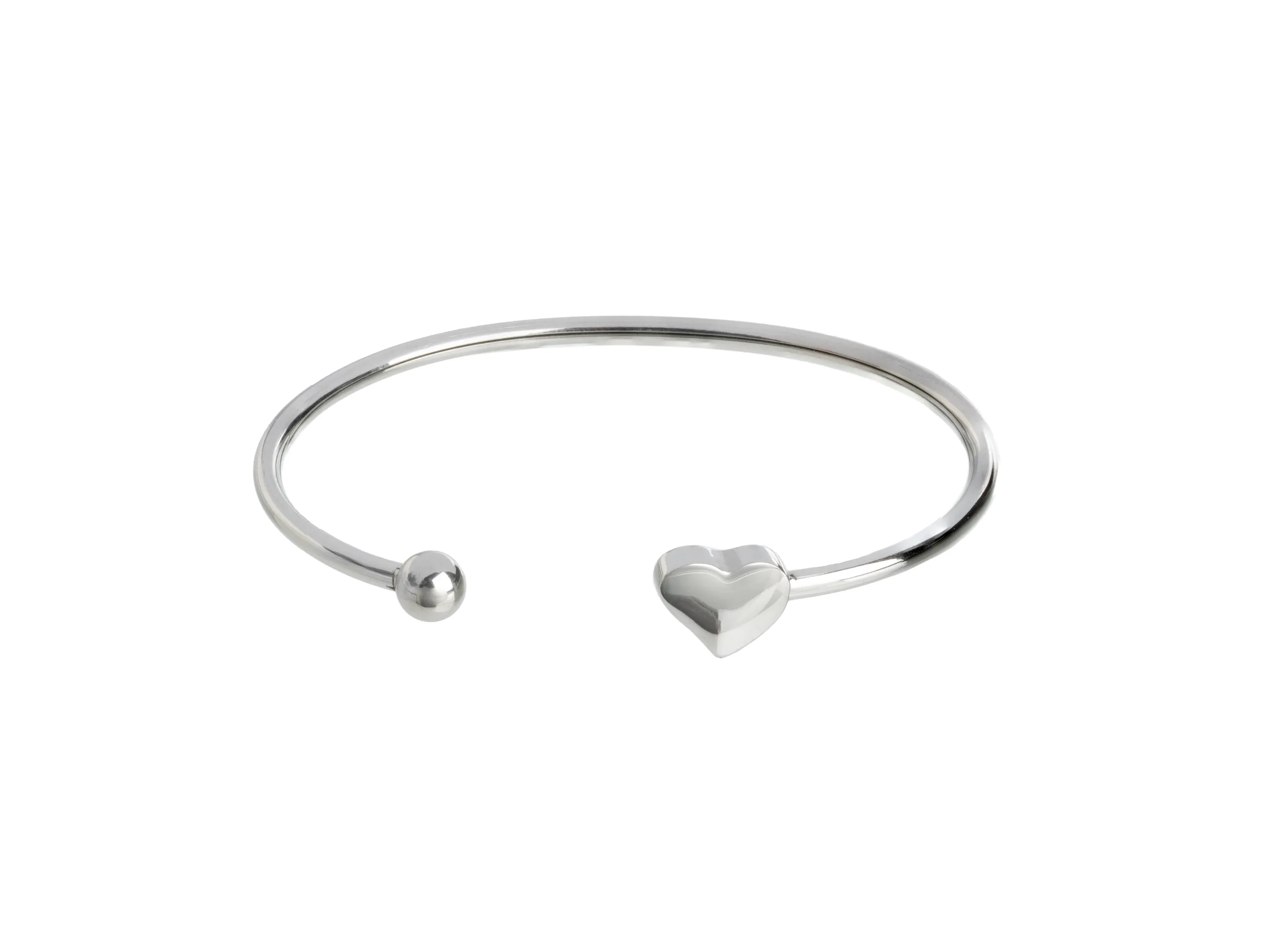 Jonc acier cœur – finition argent – Leo & Geo