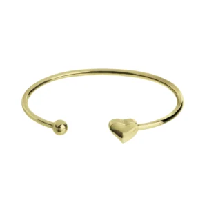 Jonc acier cœur – finition dorée – Leo & Geo