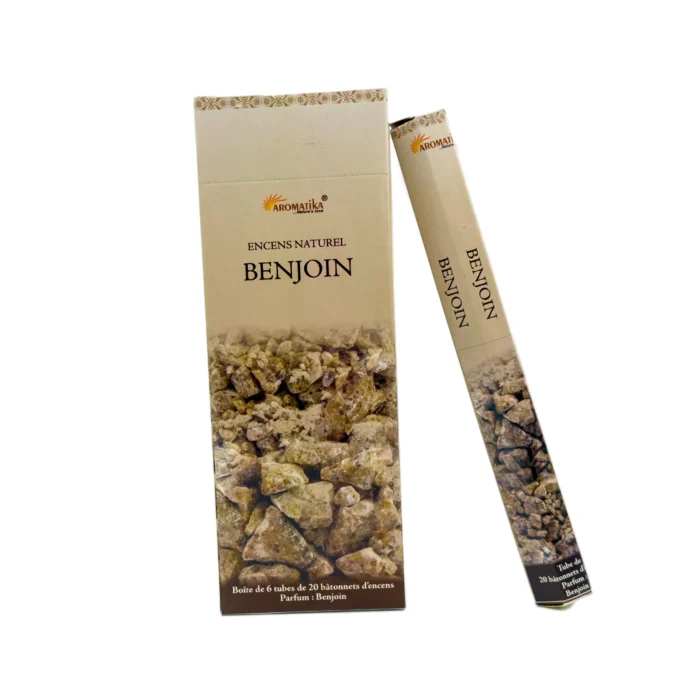 Encens Indien Naturel - Benjoin (Boîte de 6 tubes x 20 bâtonnets) - Aromatika