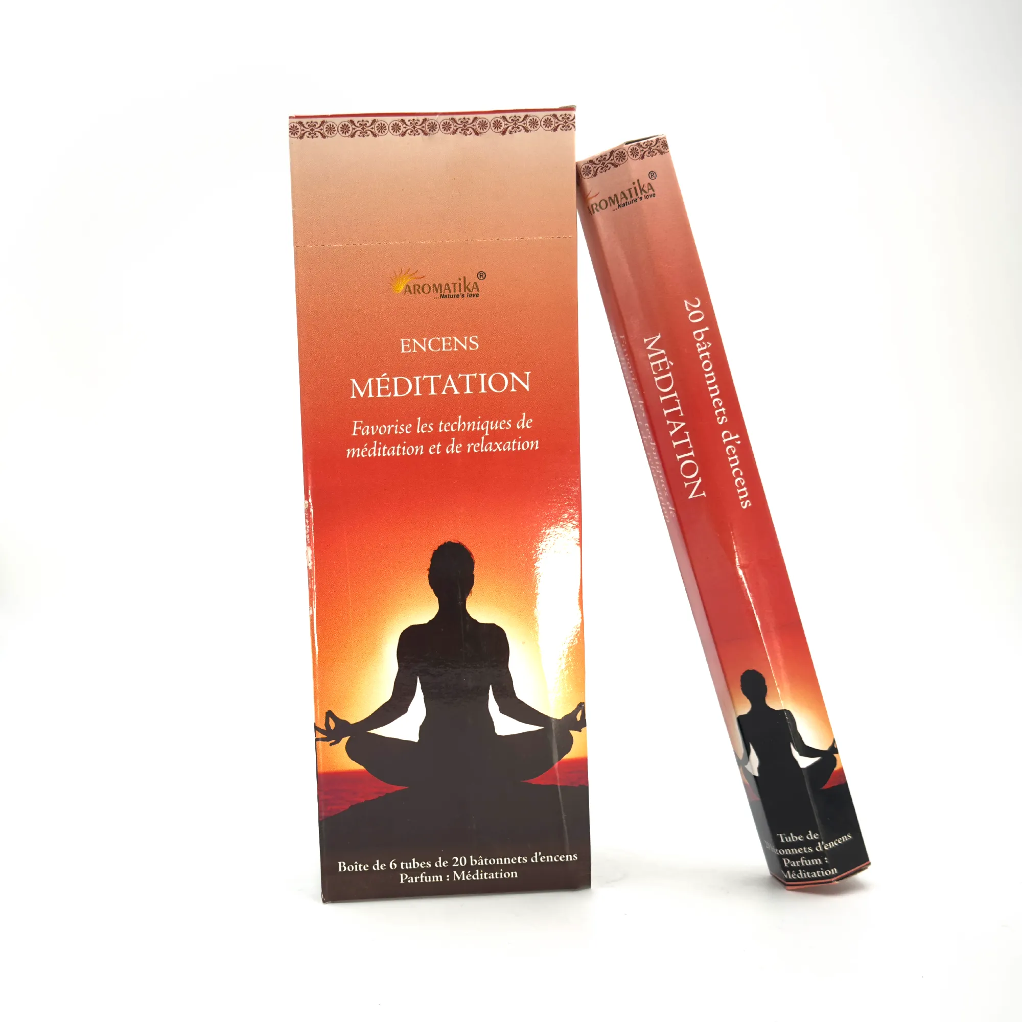 Encens Indien Naturel - Méditation (Boîte de 6 tubes x 20 bâtonnets) - Aromatika