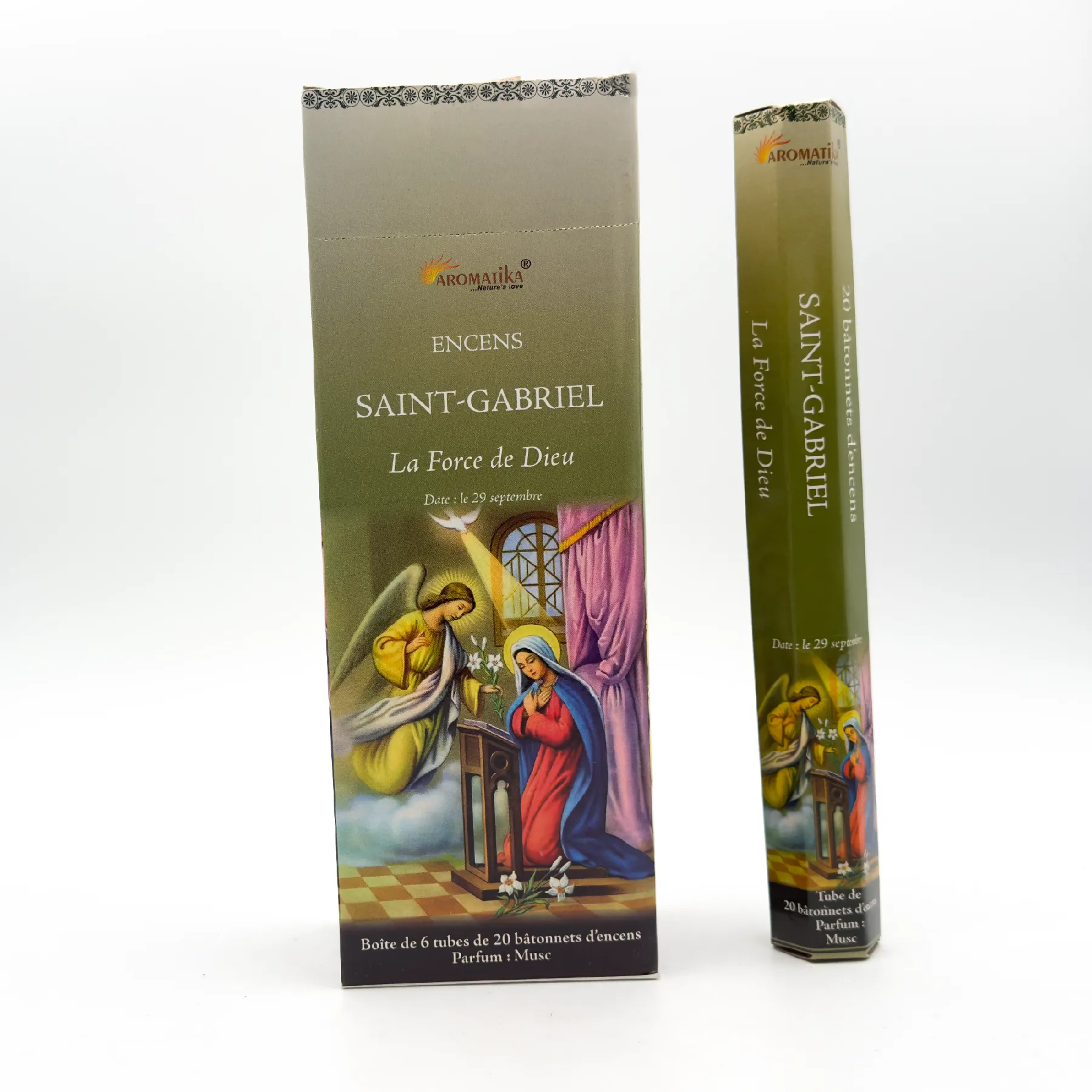 Encens Religieux Naturel - Saint-Gabriel / Musc (Boîte de 6 tubes x 20 bâtonnets) - Aromatika