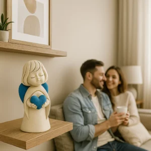 Statue Angel au coeur bleu