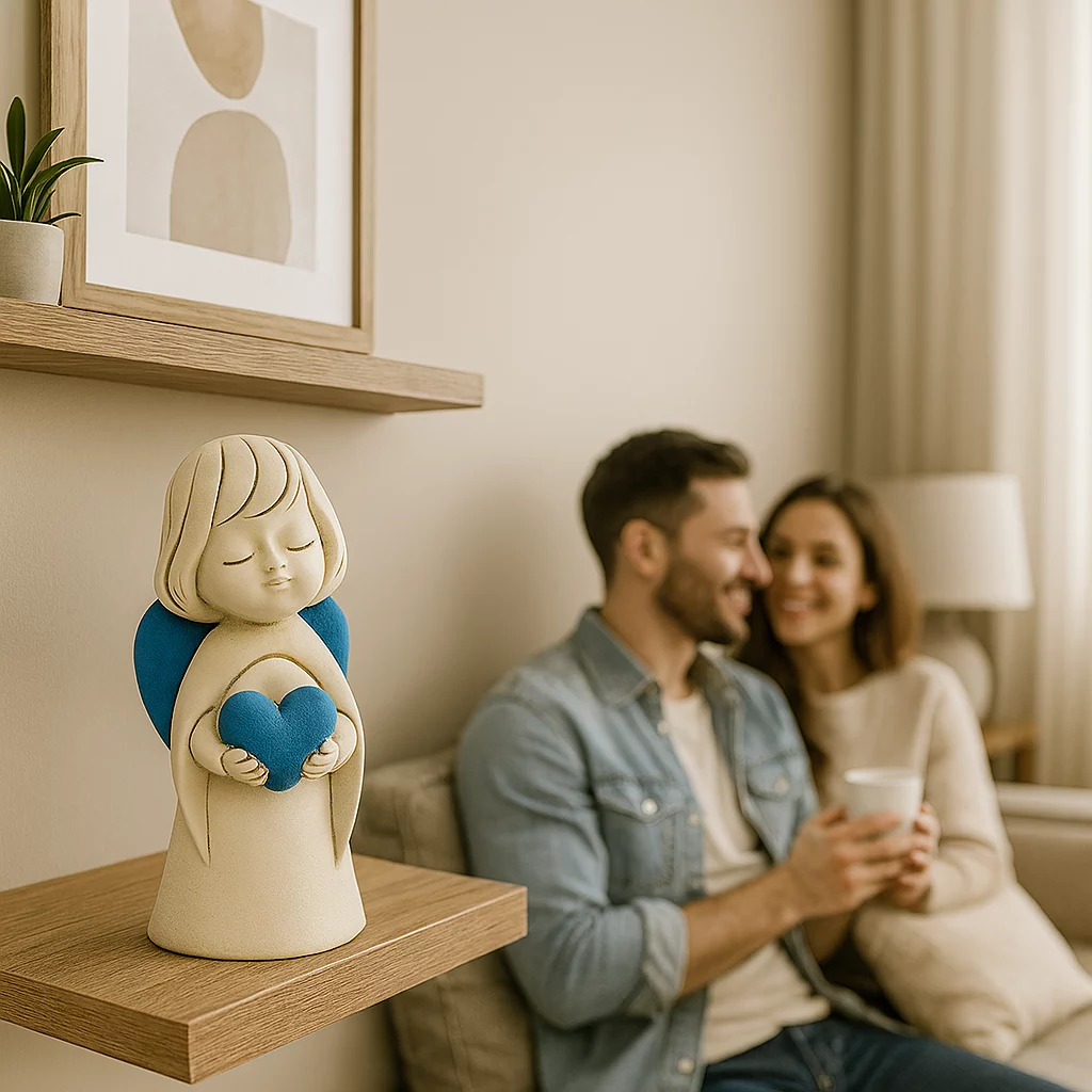 Statue Angel au coeur bleu