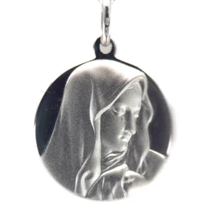 Médaille Vierge de Lourdes en Argent double face