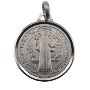 Médaille de Saint Benoît en argent massif 925 – Protection et bénédiction